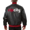 Portland Trail Blazers Full Leather Black Varsity Jacket - Image 2