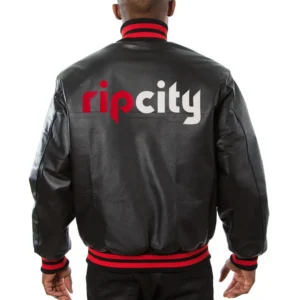 Alternative view of Portland Trail Blazers Full Leather Black Varsity Jacket