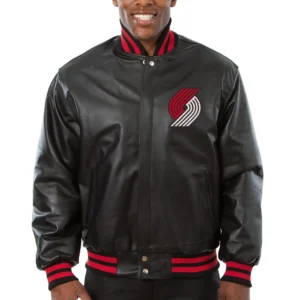 Portland Trail Blazers Full Leather Black Varsity Jacket