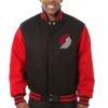 Portland Trail Blazers Full Wool Two Tone Varsity Jacket Black & Red