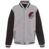 Portland Trail Blazers Full Wool Two Tone Varsity Jacket Gray & Black