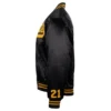 Pittsburgh Pirates Letterman Roberto Clemente 1970 Authentic Black Satin Varsity Zipper Jacket - Image 3