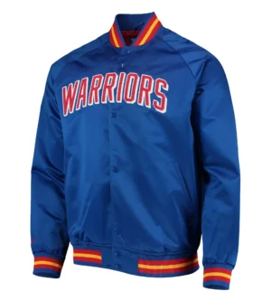 San Francisco Warriors Thowback Wordmark Royal Blue Satin Jacket
