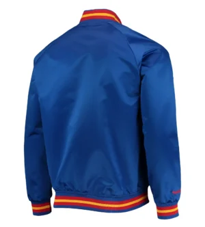 Alternative view of San Francisco Warriors Thowback Wordmark Royal Blue Satin Jacket