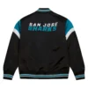 San Jose Sharks Cooperstown Heavyweight Black Varsity Jacket - Image 2