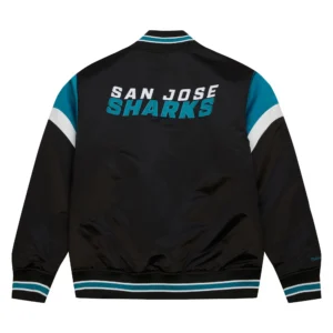Alternative view of San Jose Sharks Cooperstown Heavyweight Black Varsity Jacket