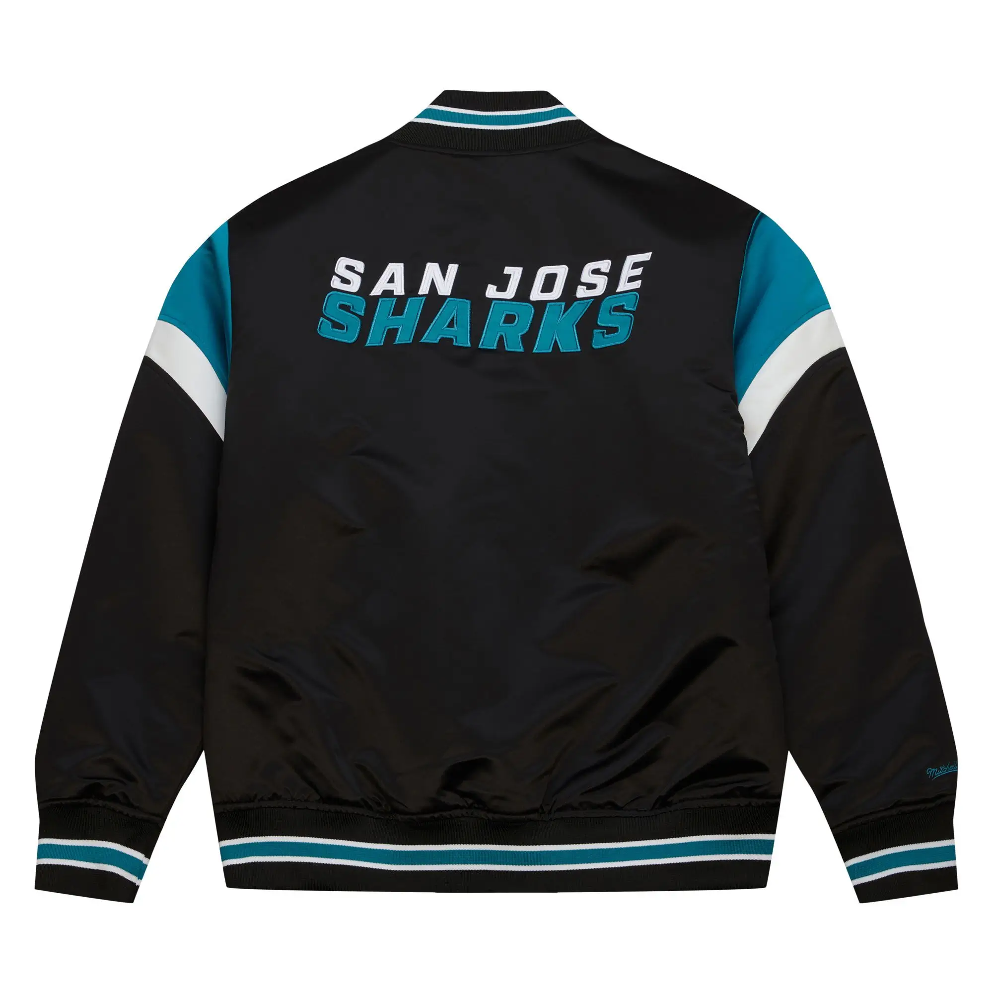 San Jose Sharks Cooperstown Heavyweight Black Varsity Jacket - Image 2