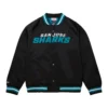 San Jose Sharks Lightweight Raglan Current Logo Black Varsity Jacket