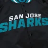 San Jose Sharks Lightweight Raglan Current Logo Black Varsity Jacket - Image 3