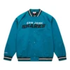 San Jose Sharks Lightweight Raglan Current Logo Sky Blue Varsity Jacket