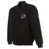 San Jose Sharks Logo Black Reversible Full Wool One Color Varsity Jacket