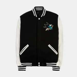 San Jose Sharks Reversible Black & White Letterman Varsity Jacket