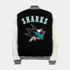 Alternative view of San Jose Sharks Reversible Black & White Letterman Varsity Jacket