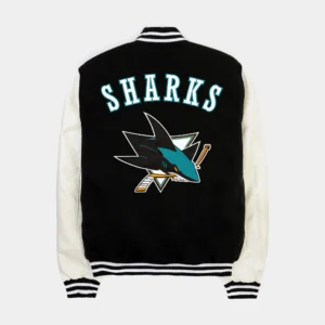 Alternative view of San Jose Sharks Reversible Black & White Letterman Varsity Jacket