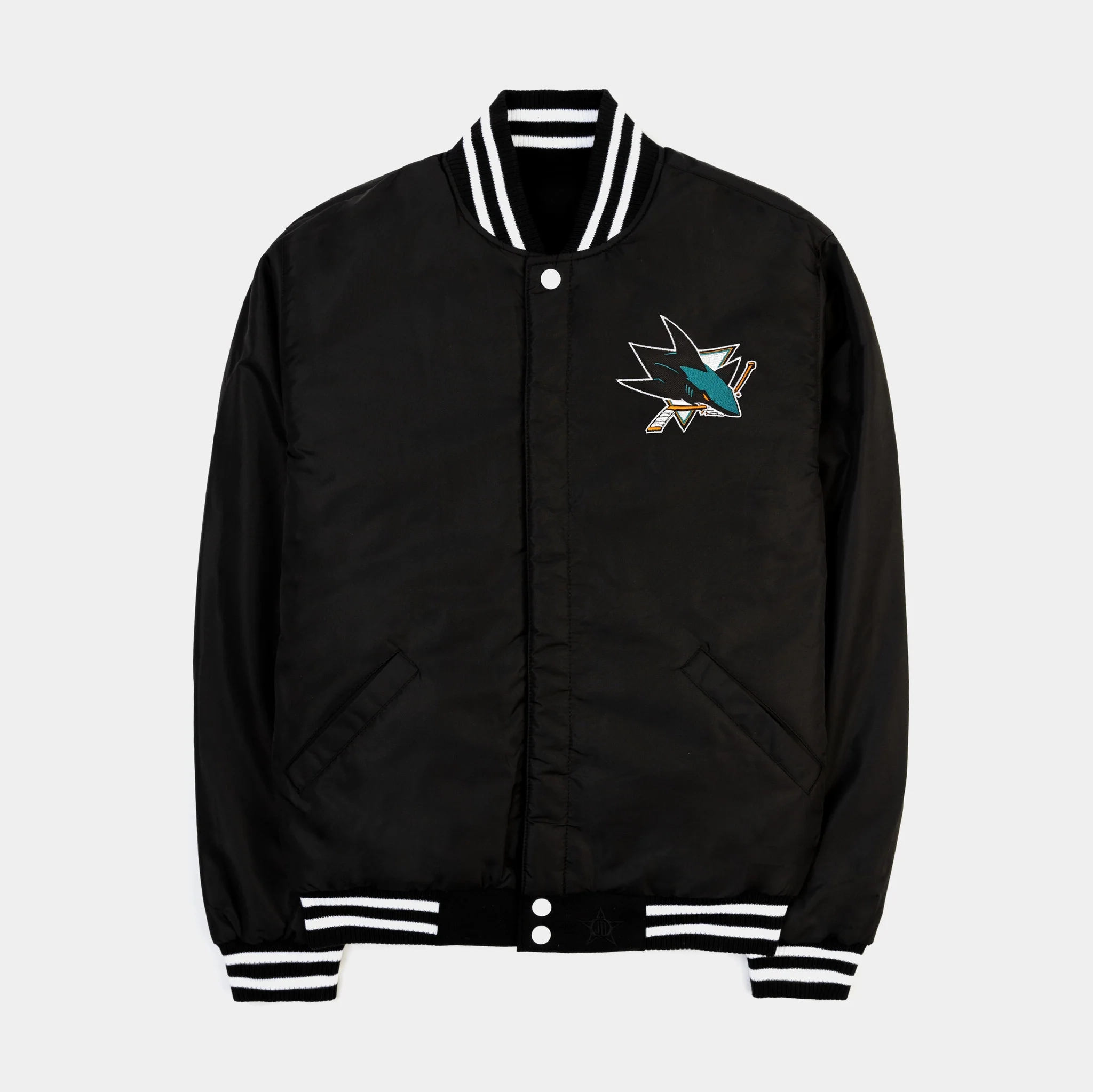 San Jose Sharks Reversible Black & White Letterman Varsity Jacket - Image 3
