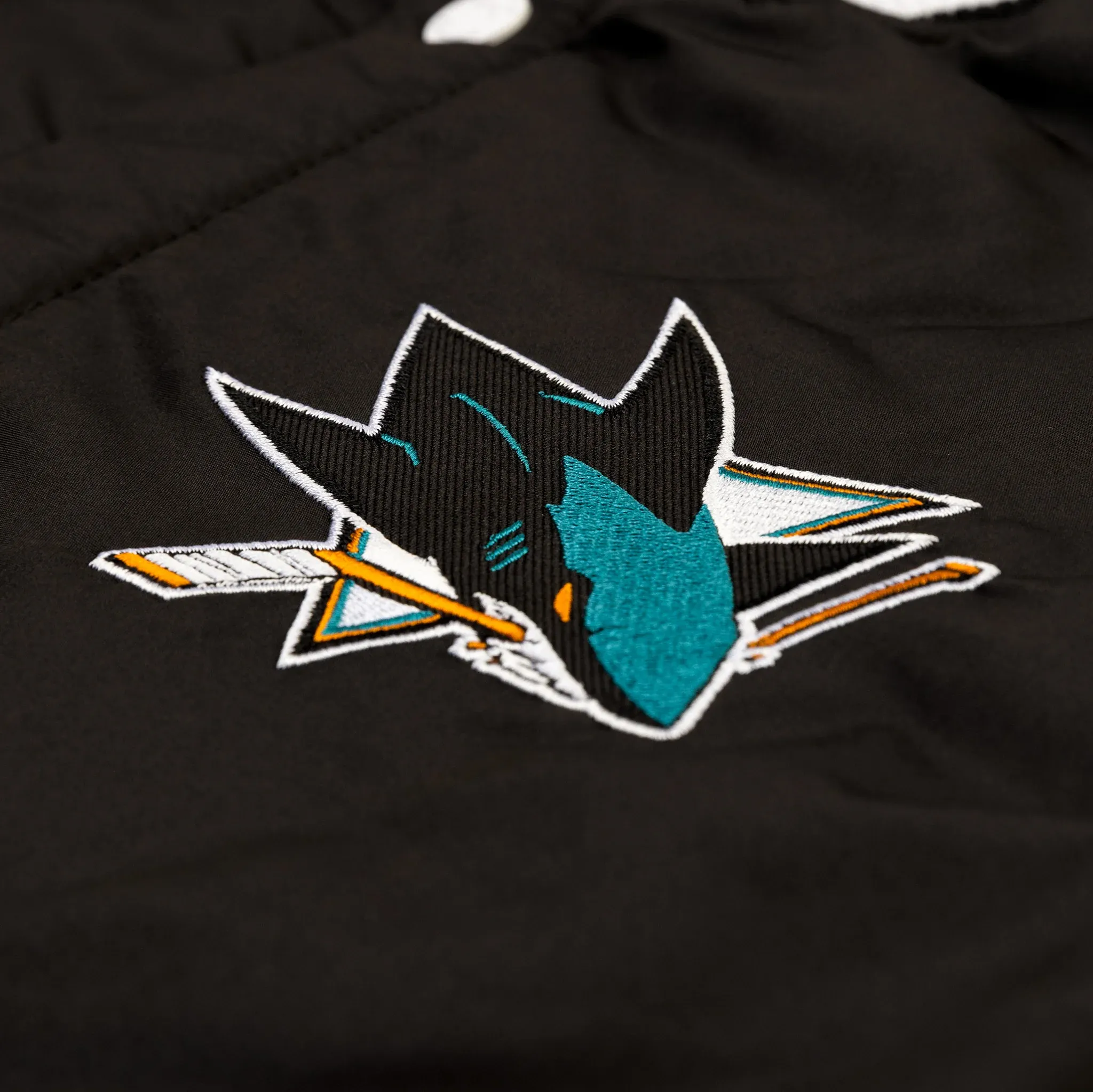 San Jose Sharks Reversible Black & White Letterman Varsity Jacket - Image 6