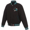 San Jose Sharks Reversible Black/Teal Full Wool One Color Varsity Jacket