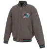 San Jose Sharks Reversible Gray/Black Full Wool One Color Varsity Jacket