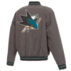 San Jose Sharks Reversible Gray/Black Full Wool One Color Varsity Jacket - Image 2
