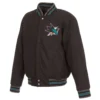 San Jose Sharks Reversible Gray/Black Full Wool One Color Varsity Jacket - Image 3