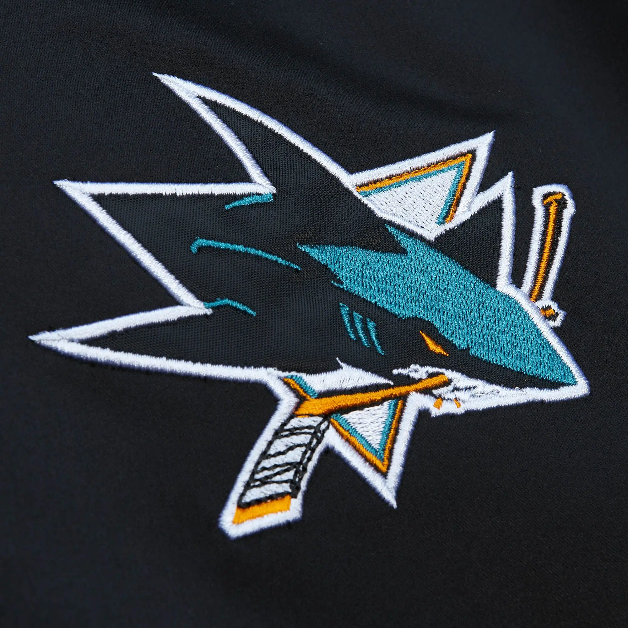 San Jose Sharks Team OG 2.0 Lightweight Black & Sky Blue Varsity Jacket - Image 3