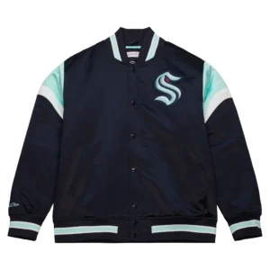 Seattle Kraken Cooperstown Heavyweight Full-Snap Navy Varsity Jacket
