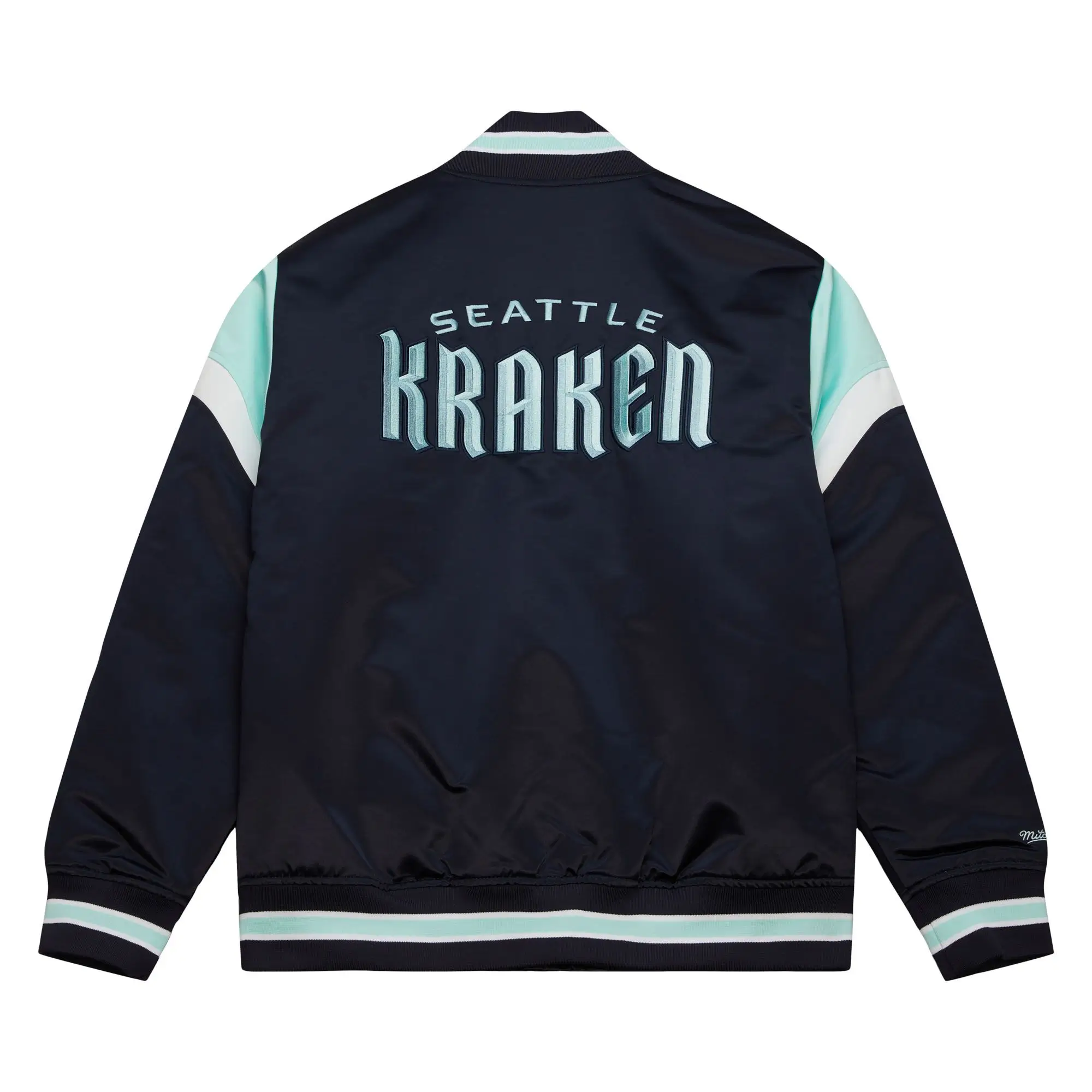 Seattle Kraken Cooperstown Heavyweight Full-Snap Navy Varsity Jacket - Image 2