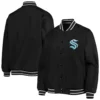 Seattle Kraken Logo Full Black Satin Varsity Jacket - Image 4