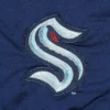 Seattle Kraken Heavyweight Full-Snap Logo Navy Satin Varsity Jacket - Image 3