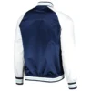 Seattle Kraken Lead Off Primetime Navy & White Raglan Satin Varsity Jacket - Image 2
