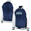 Seattle Kraken Lead Off Primetime Navy & White Raglan Satin Varsity Jacket - Image 3