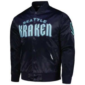 Seattle Kraken Pro Standard Classic Deep Sea Blue navy Satin Varsity Jacket