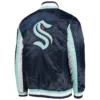 Seattle Kraken Starter Navy The Ace Satin Varsity Jacket - Image 2