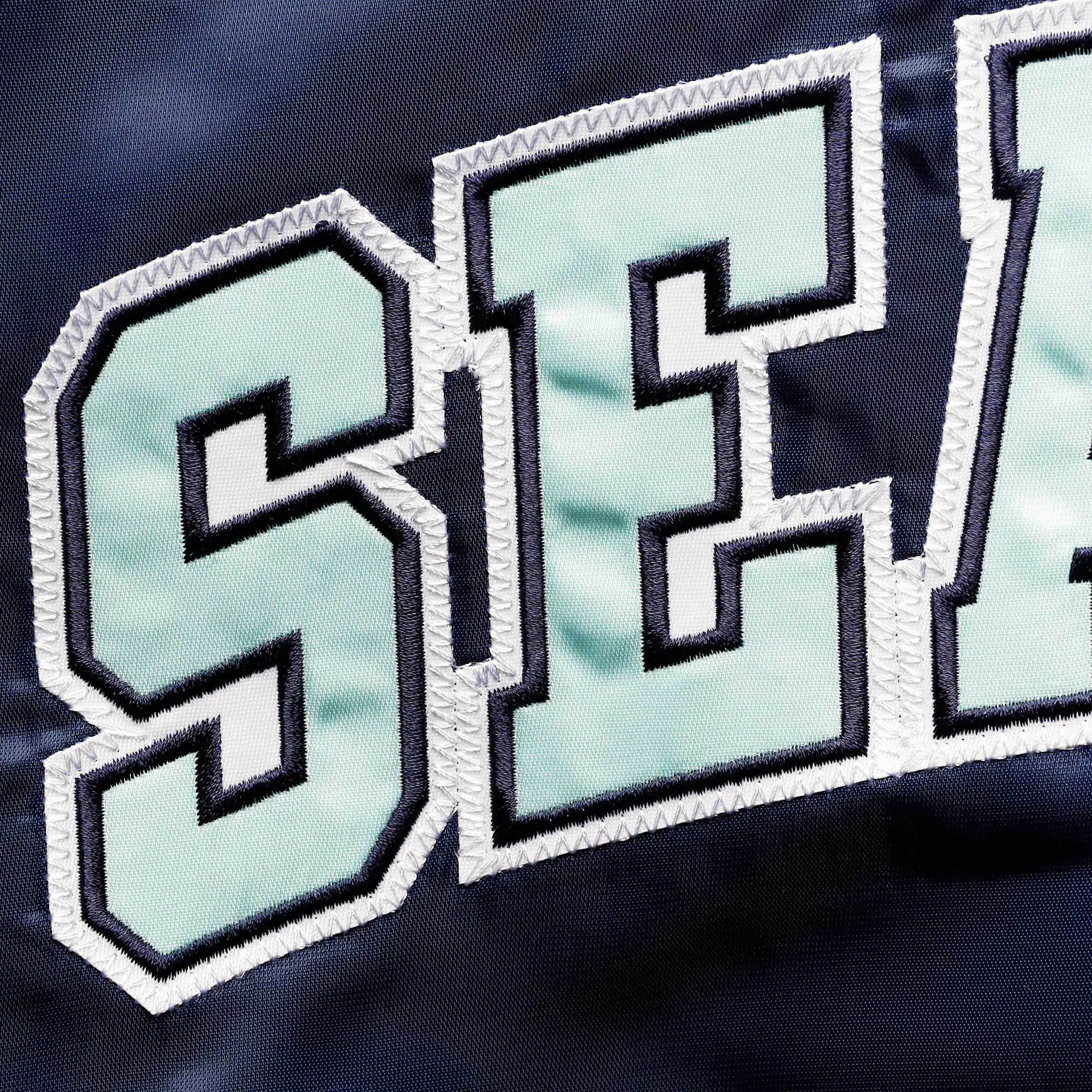 Seattle Kraken Starter Navy The Ace Satin Varsity Jacket - Image 3