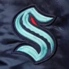 Seattle Kraken Starter Navy/Light Blue The Leader Varsity Satin Varsity Jacket - Image 3