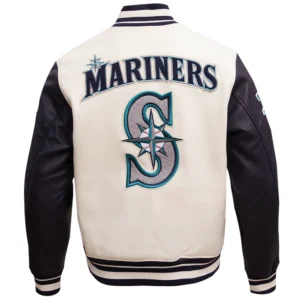 Alternative view of Seattle Mariners Retro Classic Wool & Leather Varsity Jacket