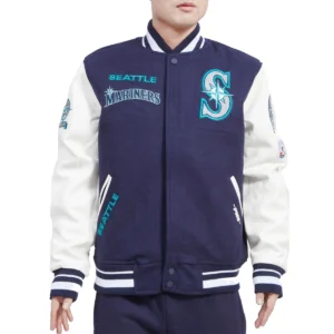 Seattle Mariners Retro Classic Baseball Team Wool & Leather Varsity Jacket