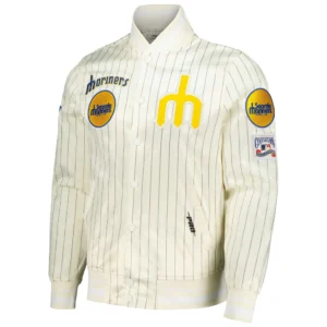 Seattle Mariners Pro Standard Cooperstown Pinstripe Full-Snap Satin Varsity Jacket