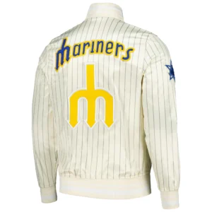Alternative view of Seattle Mariners Pro Standard Cooperstown Pinstripe Full-Snap Satin Varsity Jacket