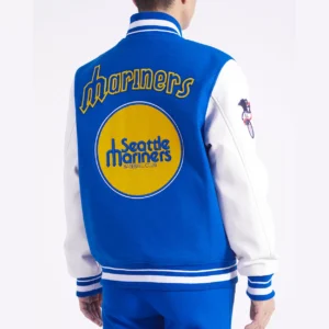Alternative view of Seattle Mariners Pro Standard Retro Classic Rib Wool & Leather Varsity Jacket
