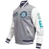 Seattle Mariners Pro Standard Script Tail Wool & Leather Varsity Jacket