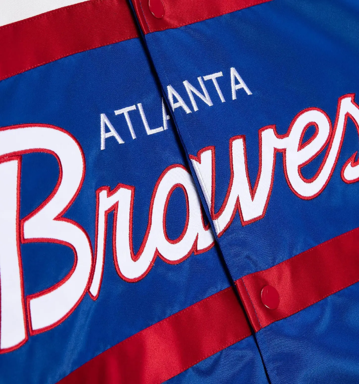 Atlanta Braves Special Script Heavyweight Full-Snap Satin Varsity Jacket - Image 3