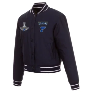 Women's St. Louis Blues Stanley Cup Champions Navy Satin Varsity Jacket