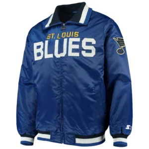 St. Louis Blues Captain II Blue Satin Varsity Jacket
