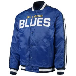 St. Louis Blues O-Line Royal Blue Satin Varsity Jacket