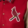 St. Louis Cardinals Letterman 1950 Authentic Red Wool & Leather Varsity Jacket - Image 4