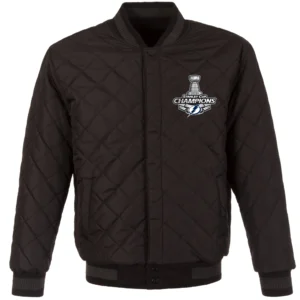 Alternative view of Tampa Bay Lightning 3 Time Stanley Cup Champions Wool & Leather Reversible Black Varsity Jacket