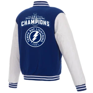 Alternative view of Tampa Bay Lightning 3-Time Stanley Cup Champions Two Tone Wool & Leather Varsity Jacket