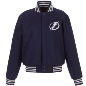 Tampa Bay Lightning Domestic Full Wool One Color Navy Varsity Jacket