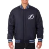 Tampa Bay Lightning Rib Knitted Navy Full Wool One Color Jacket - Image 2